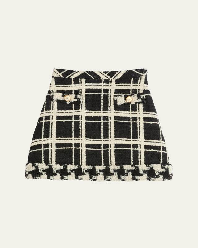 Macro Check Tweed Mini Skirt